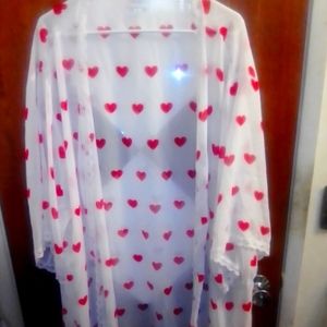 Heart print kimono